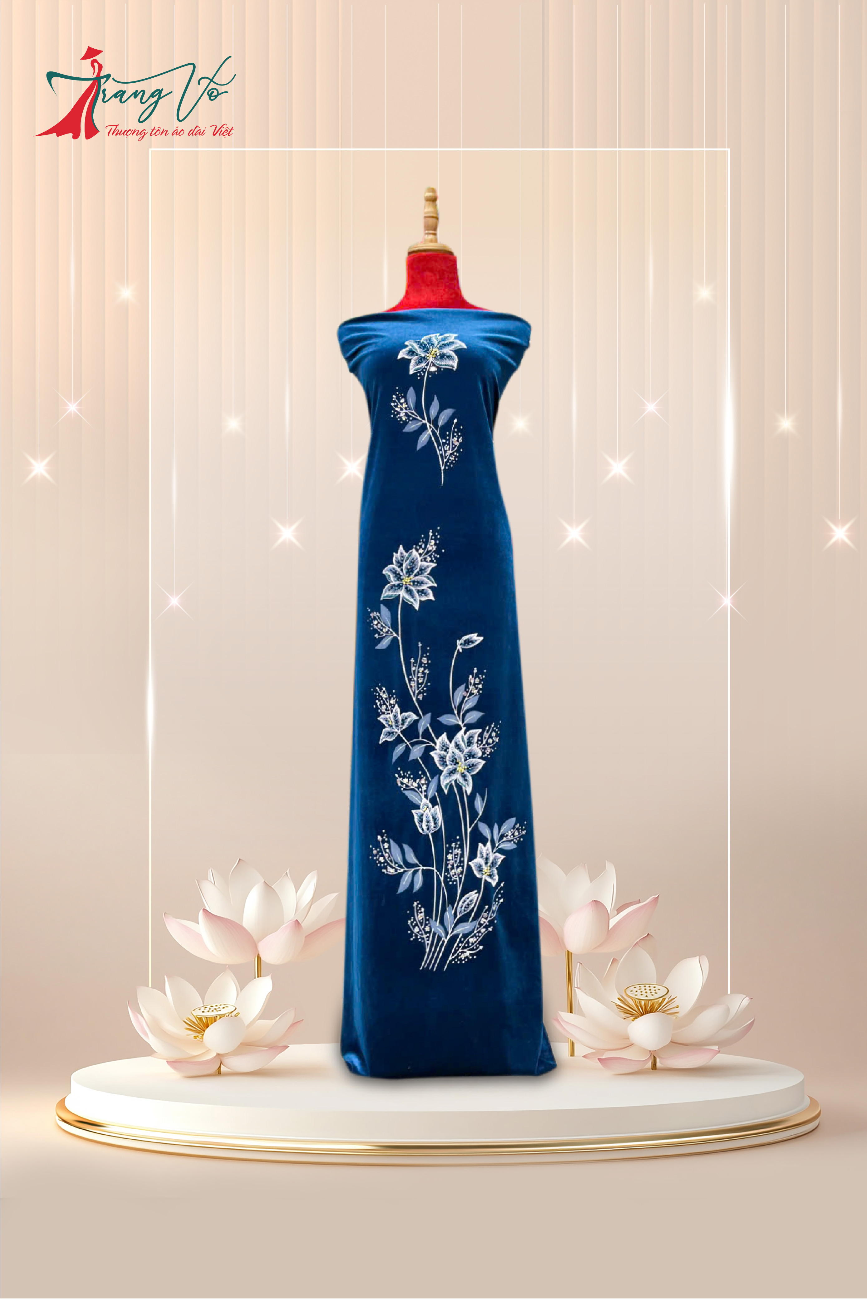 NHUNG THUN VẼ HOA TINH TẾ KẾT PHA LÊ XANH SÁNG #29102408